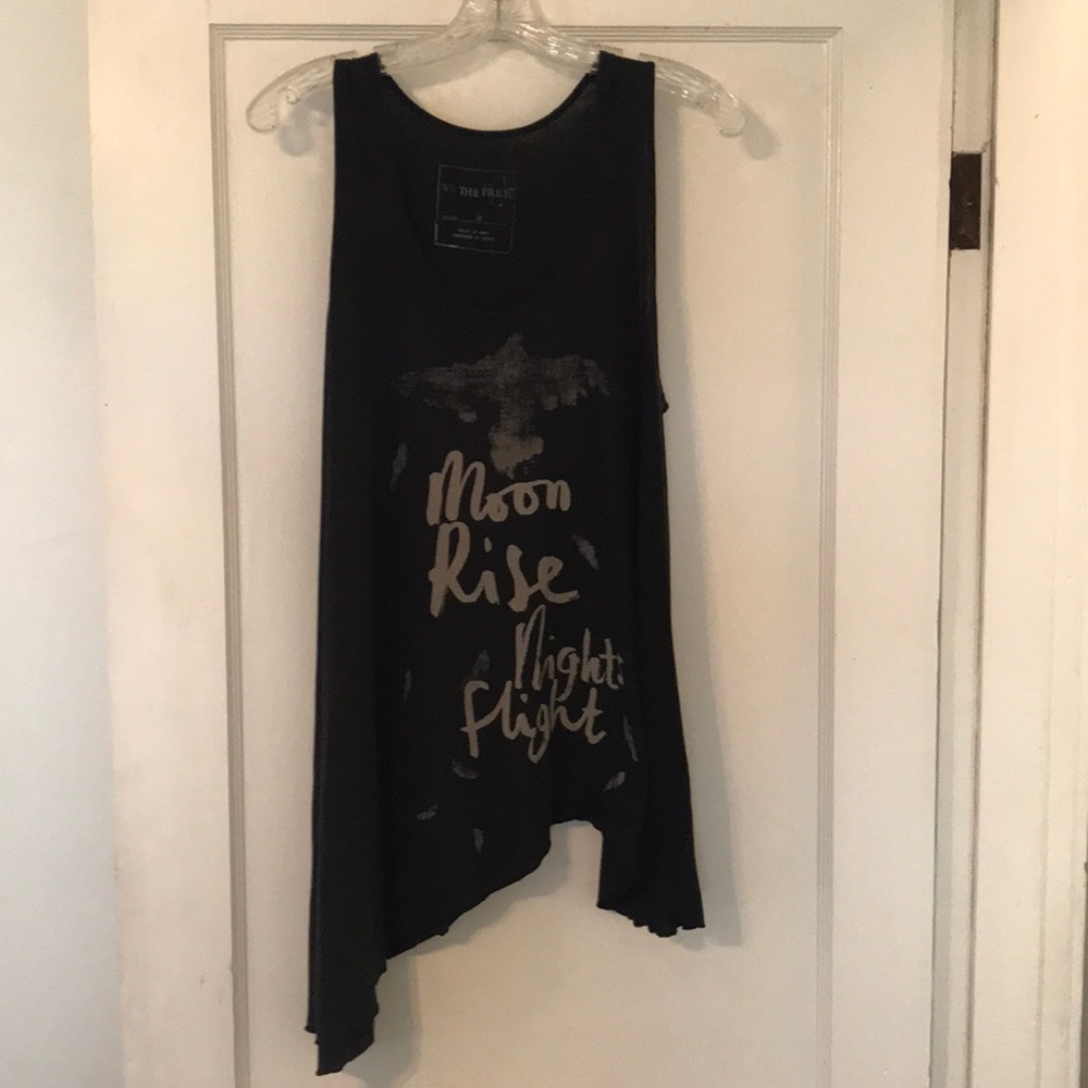 Free People long asymmetrical black tank, size M